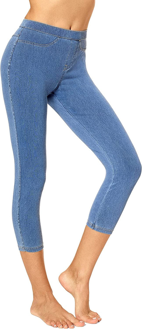 Womens Classic Denim Capri Legging with Pockets